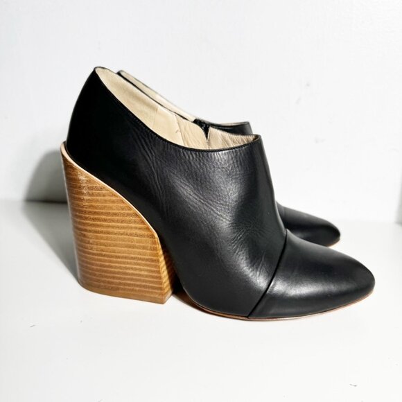 Chloe Black Ankle Boots with Brown Heel - Picture 5 of 8